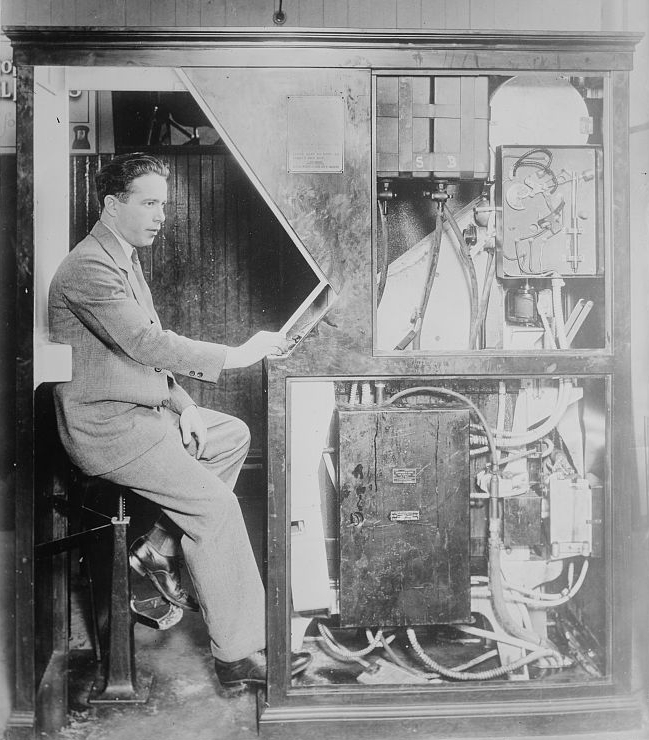 Anatol Josepho inside his photo booth. Source: Wikipedia